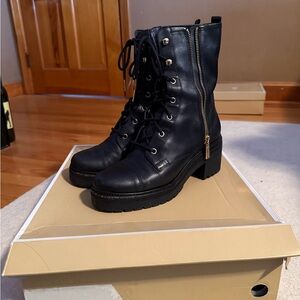 Michael Kors Black Lace-Up Ankle Boots with Zipper